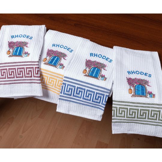 Σετ 12 τεμαχίων ποτηρόπανα (45cm x 65cm) πόρτα RHODES