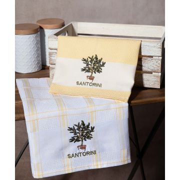 Σετ 2 τεμαχίων ποτηρόπανα (50cm x 70cm) γλάστρα κίτρινο SANTORINI