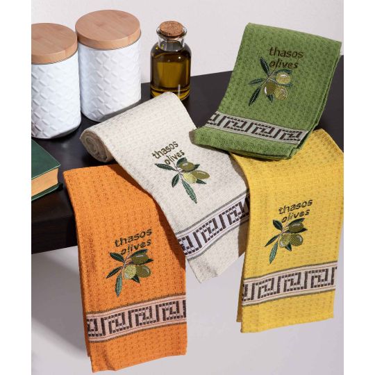Σετ 12 τεμαχίων ποτηρόπανα (45cm x 65cm) καρπός ελιάς THASOS