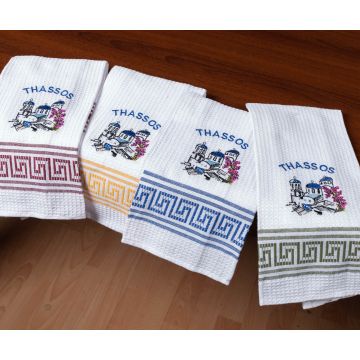 Σετ 12 τεμαχίων ποτηρόπανα (45cm x 65cm) εκκλησία THASSOS