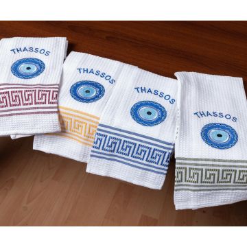 Σετ 12 τεμαχίων ποτηρόπανα (45cm x 65cm) μάτι THASSOS