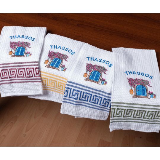 Σετ 12 τεμαχίων ποτηρόπανα (45cm x 65cm) πόρτα THASSOS