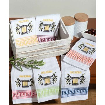 Σετ 12 τεμαχίων ποτηρόπανα (45cm x 65cm) κίωνας CHALKIDIKI