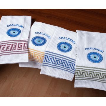 Σετ 12 τεμαχίων ποτηρόπανα (45cm x 65cm) μάτι CHALKIDIKI