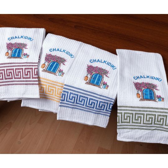 Σετ 12 τεμαχίων ποτηρόπανα (45cm x 65cm) πόρτα CHALKIDIKI