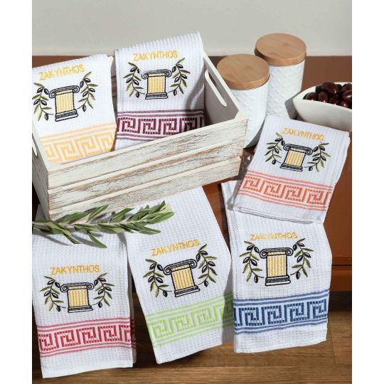 Σετ 12 τεμαχίων ποτηρόπανα (45cm x 65cm) κίωνας ZAKYNTHOS