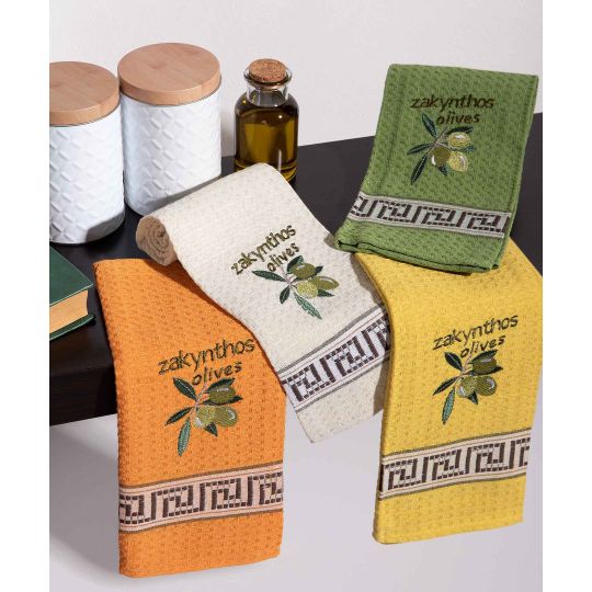 Σετ 12 τεμαχίων ποτηρόπανα (45cm x 65cm) καρπός ελιάς ZAKYNTHOS