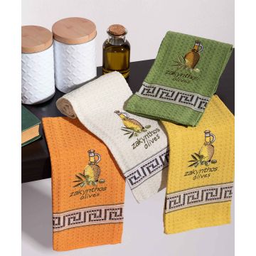 Σετ 12 τεμαχίων ποτηρόπανα (45cm x 65cm) μπουκάλι λάδι ZAKYNTHOS