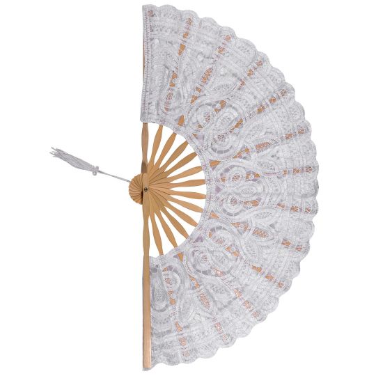 Χειροποίητη βεντάλια (22cm) λευκή