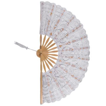 Χειροποίητη βεντάλια (27cm) λευκή Χειροποίητη βεντάλια (27cm) λευκή