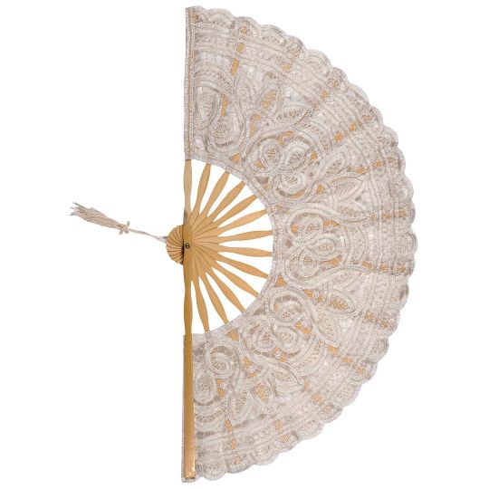 Χειροποίητη βεντάλια (27cm) μπέζ