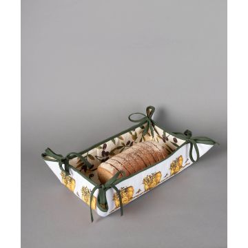 Βαμβακερή ψωμιέρα με στάμπα (33cm x 48cm) πυθάρι λευκή