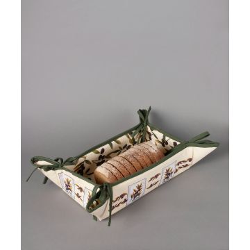 Βαμβακερή ψωμιέρα με στάμπα (33cm x 48cm) ελιά εκρού