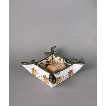 Βαμβακερή ψωμιέρα με στάμπα (35cm x 35cm) πυθάρι λευκό