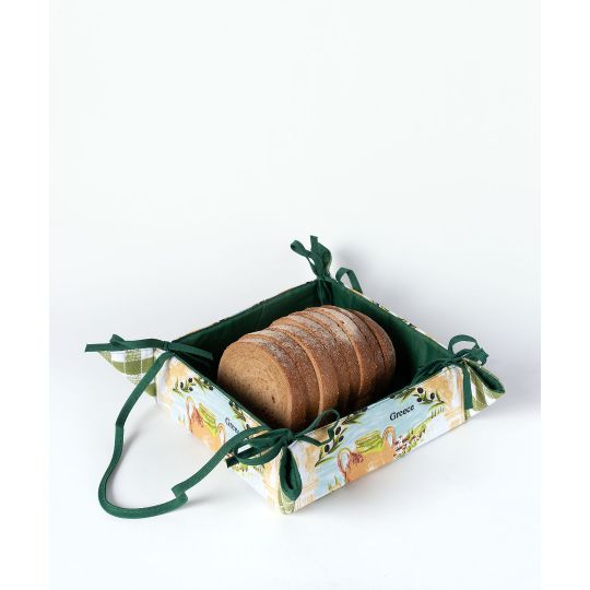 Βαμβακερή ψωμιέρα με στάμπα (35cm x 35cm) πράσινη