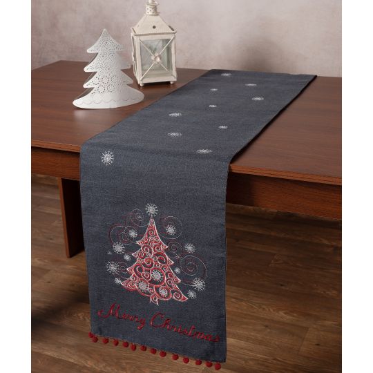 Χριστουγεννιάτικη τραβέρσα NW347 (35cm x 175cm) ανθρακί