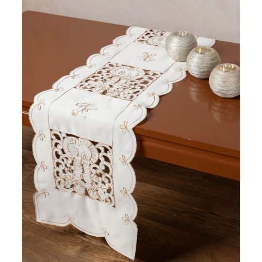 Τραβέρσα χριστουγεννιάτικη 1180 (30cm x 140cm) ivory