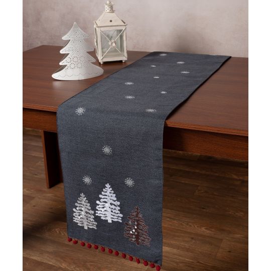 Χριστουγεννιάτικη τραβέρσα NW349 (35cm x 175cm) ανθρακί