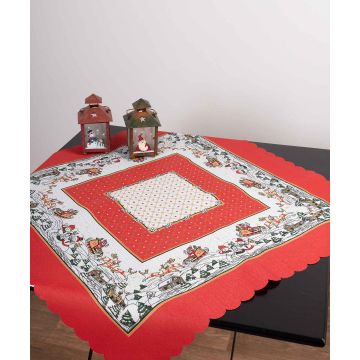 χριστουγεννιάτικο τραπεζομάντηλο (140cm x 180cm) λευκός Άι Βασίλης