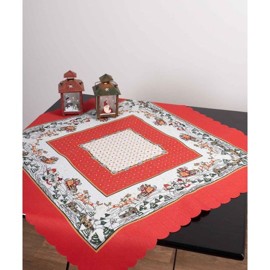 χριστουγεννιάτικο τραπεζομάντηλο (140cm x 180cm) λευκός Άι Βασίλης