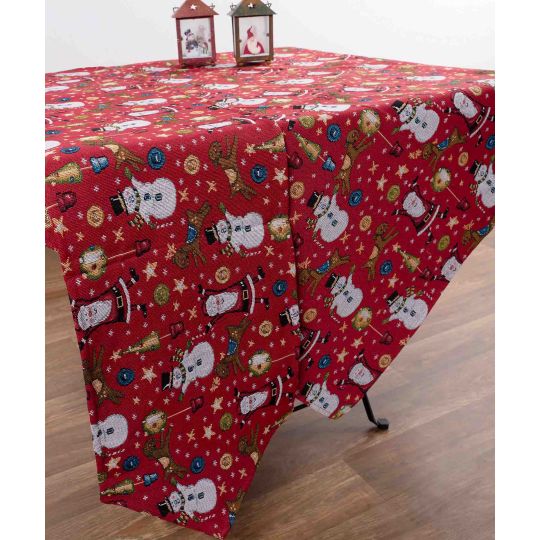 χριστουγεννιάτικο τραπεζοκαρέ (140cm x 140cm) κόκκινος Άι Βασίλης