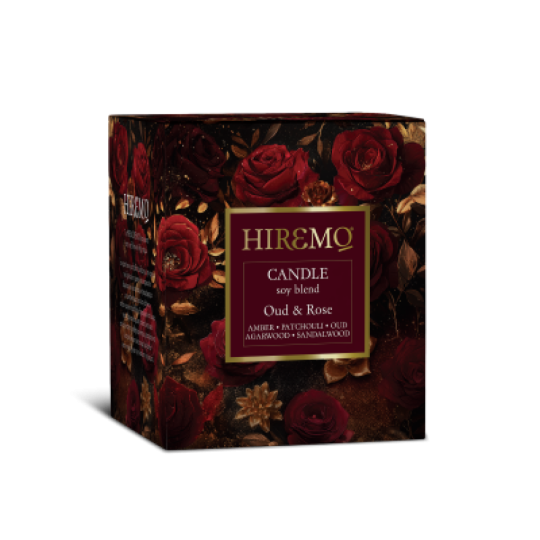 HIREMO SOY BLEND CANDLE OUD & ROSE της Eolia Cosmetics